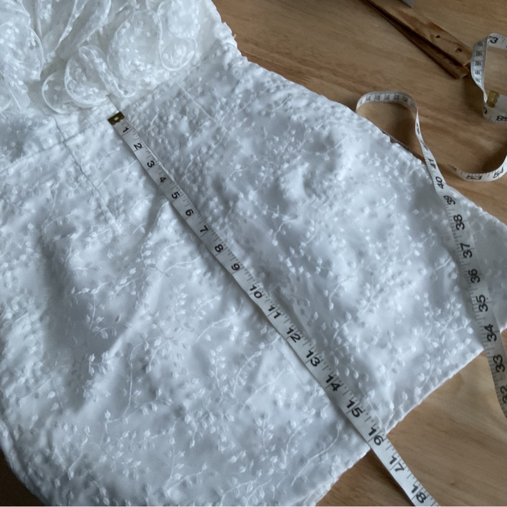 Lulus Angelic Trend White Embroidered Ruffled One Shoulder Mini Dress Sm Wedding - Picture 13 of 13